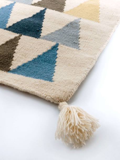 Tapis enfant en laine triangles Bleu naturel 3 - vertbaudet enfant 