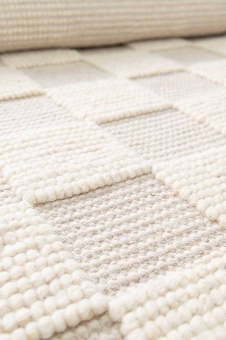 Tapis en laine et coton a carreaux fait main gabin Beige sable+Noir intense 3 - vertbaudet enfant 