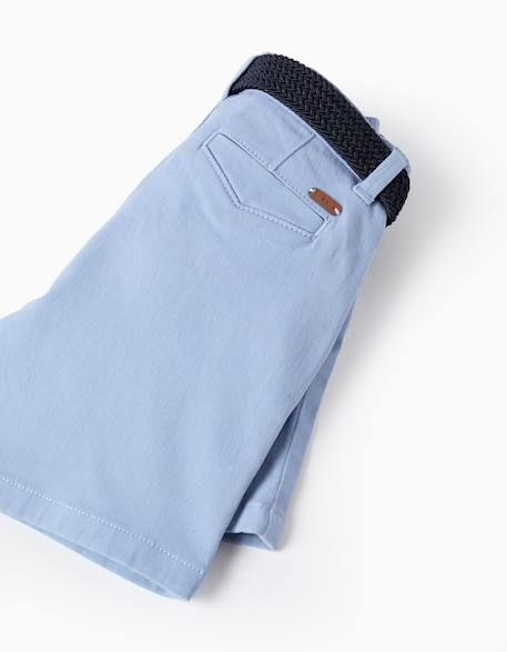 Short midi en sergé avec ceinture Bleu clair+Jaune+Marrón 4 - vertbaudet enfant 
