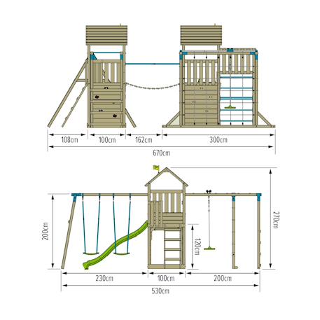 Aire de jeux xxl double tours camélée bois fsc® Marron - bleu - vert 5 - vertbaudet enfant 