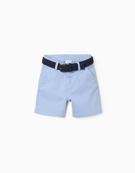 Short midi en sergé avec ceinture Bleu clair+Jaune+Marrón 1 - vertbaudet enfant 