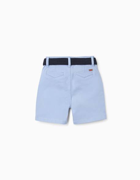 Short midi en sergé avec ceinture Bleu clair+Jaune+Marrón 2 - vertbaudet enfant 