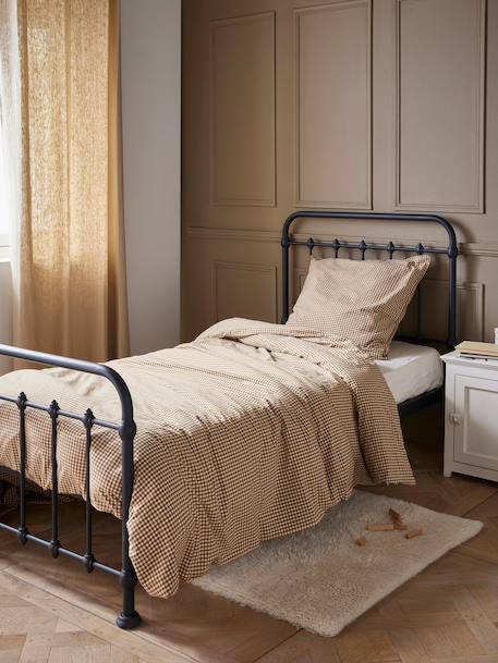 Housse de couette percale de coton 'vichy' Vichy curry+Vichy marine 5 - vertbaudet enfant 
