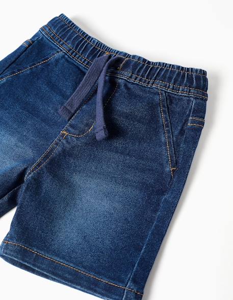 Short midi en jean avec cordon de serrage Bleu foncé 3 - vertbaudet enfant 