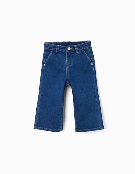 Pantalon en jean à jambes larges Bleu 1 - vertbaudet enfant 