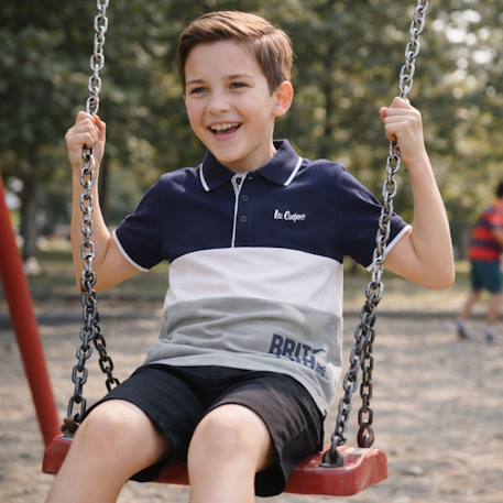 Polo manches courtes garçon imprimé Bleu+Marine+Noir+Rouge 8 - vertbaudet enfant 