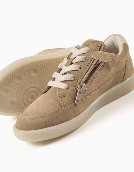 Baskets en daim à lacets Beige 4 - vertbaudet enfant 