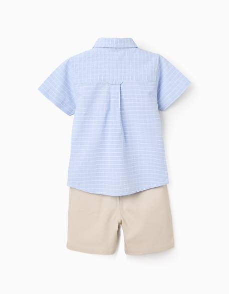 Ensemble chemise à manches courtes et short en coton Beige clair 2 - vertbaudet enfant 