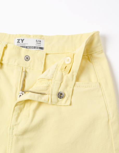 Pantalon en sergé de coton à jambe large Blanc+Jaune clair 7 - vertbaudet enfant 