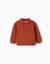 Sweat en coton à col polo et imprimé Orange 1 - vertbaudet enfant 