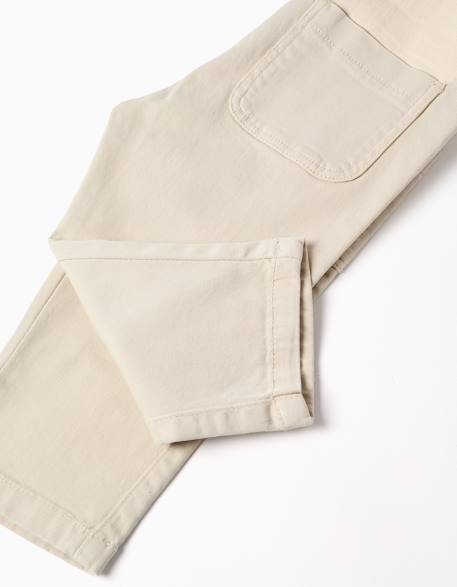 Salopette en sergé avec poche cargo Beige clair 4 - vertbaudet enfant 
