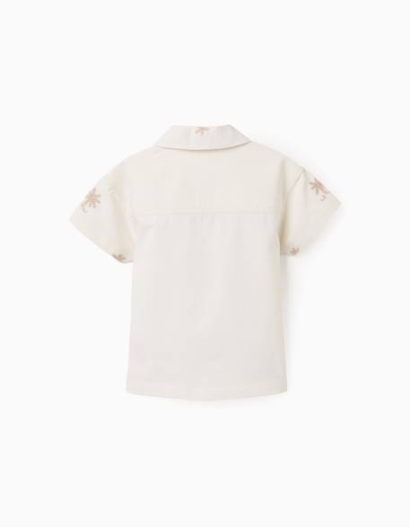 Chemise en coton avec palmiers brodés Blanc 2 - vertbaudet enfant 