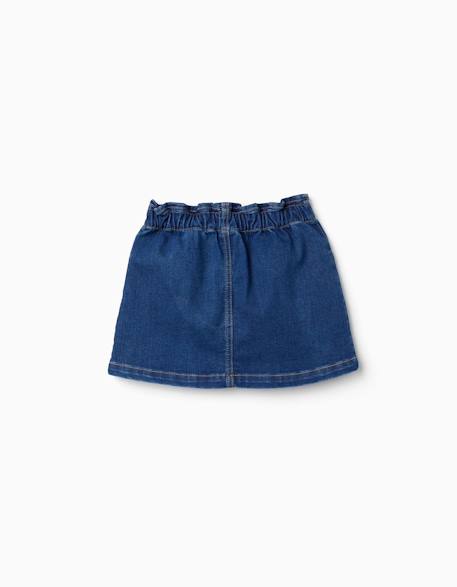 Jupe en jean avec taille paperbag et poches Bleu 2 - vertbaudet enfant 