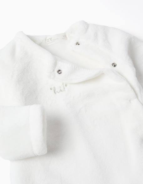 Grenouillère en polaire corail avec broderie Blanc 3 - vertbaudet enfant 