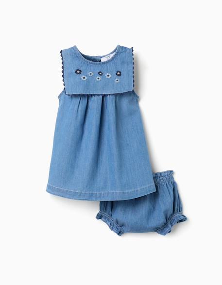 Bébé-Robe en jean + bloomer à volants