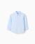 Chemise en coton dobby à manches longues Bleu clair 1 - vertbaudet enfant 