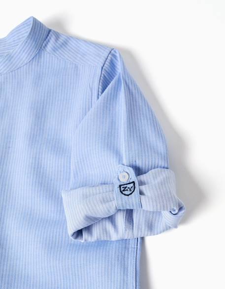 Ensemble chemise rayée à manches longues et short en coton Bleu 4 - vertbaudet enfant 
