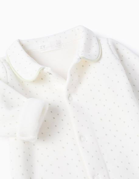 Grenouillère avec doublure en peluche douce et pois Blanc 3 - vertbaudet enfant 