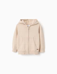 -Gilet en maille à capuche et lignes en relief