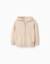 Gilet en maille à capuche et lignes en relief Beige clair+Marrón 1 - vertbaudet enfant 