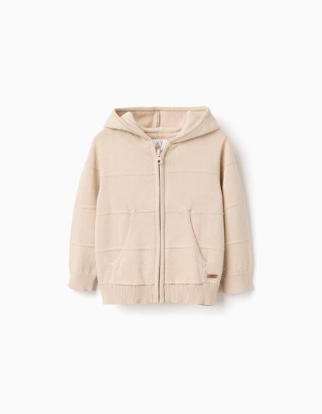 Bébé-Gilet en maille à capuche et lignes en relief