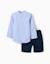 Ensemble chemise rayée à manches longues et short en coton Bleu 1 - vertbaudet enfant 