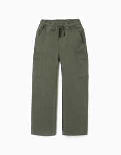 -Pantalon en sergé à coupe droite avec poches cargo