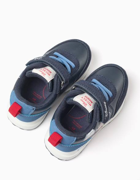 Baskets bi-matière avec imprimé mickey Bleu foncé 3 - vertbaudet enfant 