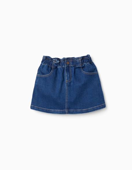 Fille-Jupe en jean avec taille paperbag et poches