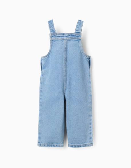 Salopette en jean à jambe large et poches Bleu clair 2 - vertbaudet enfant 