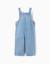Salopette en jean à jambe large et poches Bleu clair 2 - vertbaudet enfant 