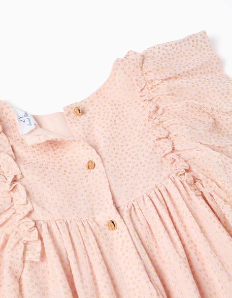 Robe en crêpe à volants et lurex Rose clair 3 - vertbaudet enfant 