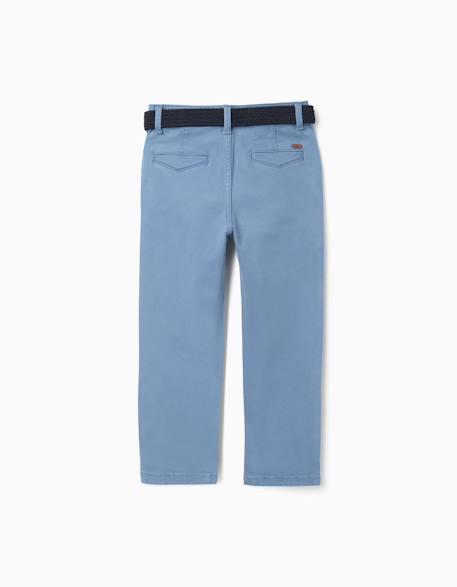 Pantalon chino slim en sergé avec ceinture Blanc+Bleu+Rouge foncé 6 - vertbaudet enfant 