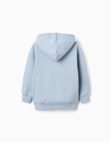 Sweat en coton à capuche et imprimé art thinker Bleu clair 2 - vertbaudet enfant 