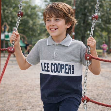 Polo manches courtes garçon imprimé Gris+Marine+Noir+Rouge 6 - vertbaudet enfant 