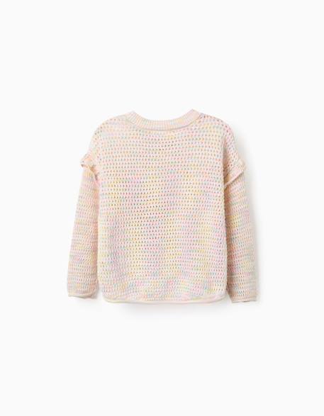 Pull en maille de coton à volants Beige clair 3 - vertbaudet enfant 
