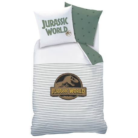 Parure de lit imprimée 100% coton, jurassic world empreinte Blanc 3 - vertbaudet enfant 