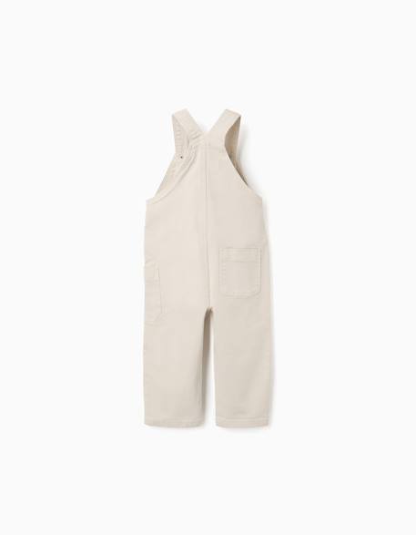 Salopette en sergé avec poche cargo Beige clair 2 - vertbaudet enfant 
