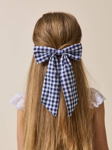 Bébé-Accessoires-Accessoires cheveux-Barrette  grand noeud vichy
