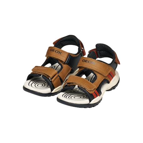 Sandales en cuir  à scratch Marron clair   rust+Navy orange 3 - vertbaudet enfant 