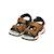 Sandales en cuir  à scratch Marron clair   rust+Navy orange 3 - vertbaudet enfant 