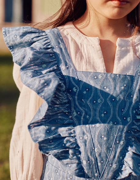 Combinaison en coton à volants et motif floral Bleu 3 - vertbaudet enfant 