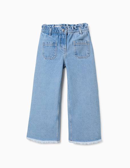 Jean en coton à ourlets effilochés Bleu clair 1 - vertbaudet enfant 