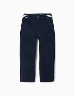 -Pantalon chino slim en sergé avec bande rayée