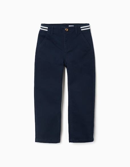 Garçon-Pantalon chino slim en sergé avec bande rayée