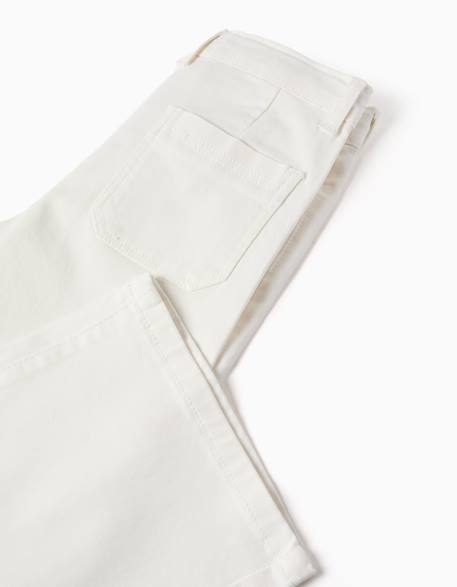 Pantalon en sergé de coton à jambe large Blanc+Jaune clair 4 - vertbaudet enfant 