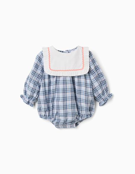 Combinaison en coton et à carreaux b&s Bleu foncé 1 - vertbaudet enfant 