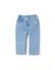 Pantalon baggy en jean à taille paperbag Bleu clair 1 - vertbaudet enfant 