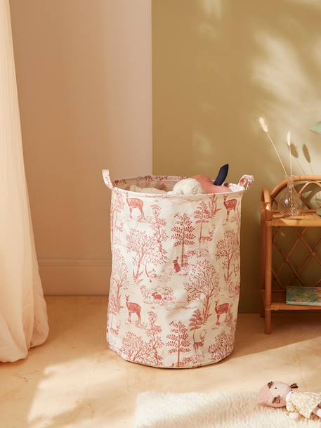 Bac de rangement rond esprit toile de jouy Bleu+Rose+Vert 3 - vertbaudet enfant 