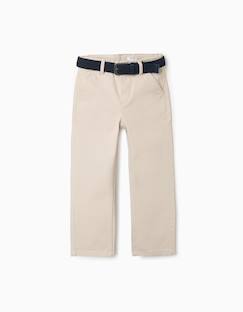 -Pantalon chino slim en sergé avec ceinture